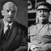 Vladimir Lenin och Josef Stalin beskuren och förminskad